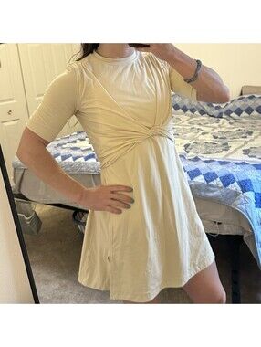Lululemon Wrap Front T-Shirt Dress Womens 4 Pima Cotton Blend Stretch Prosecco